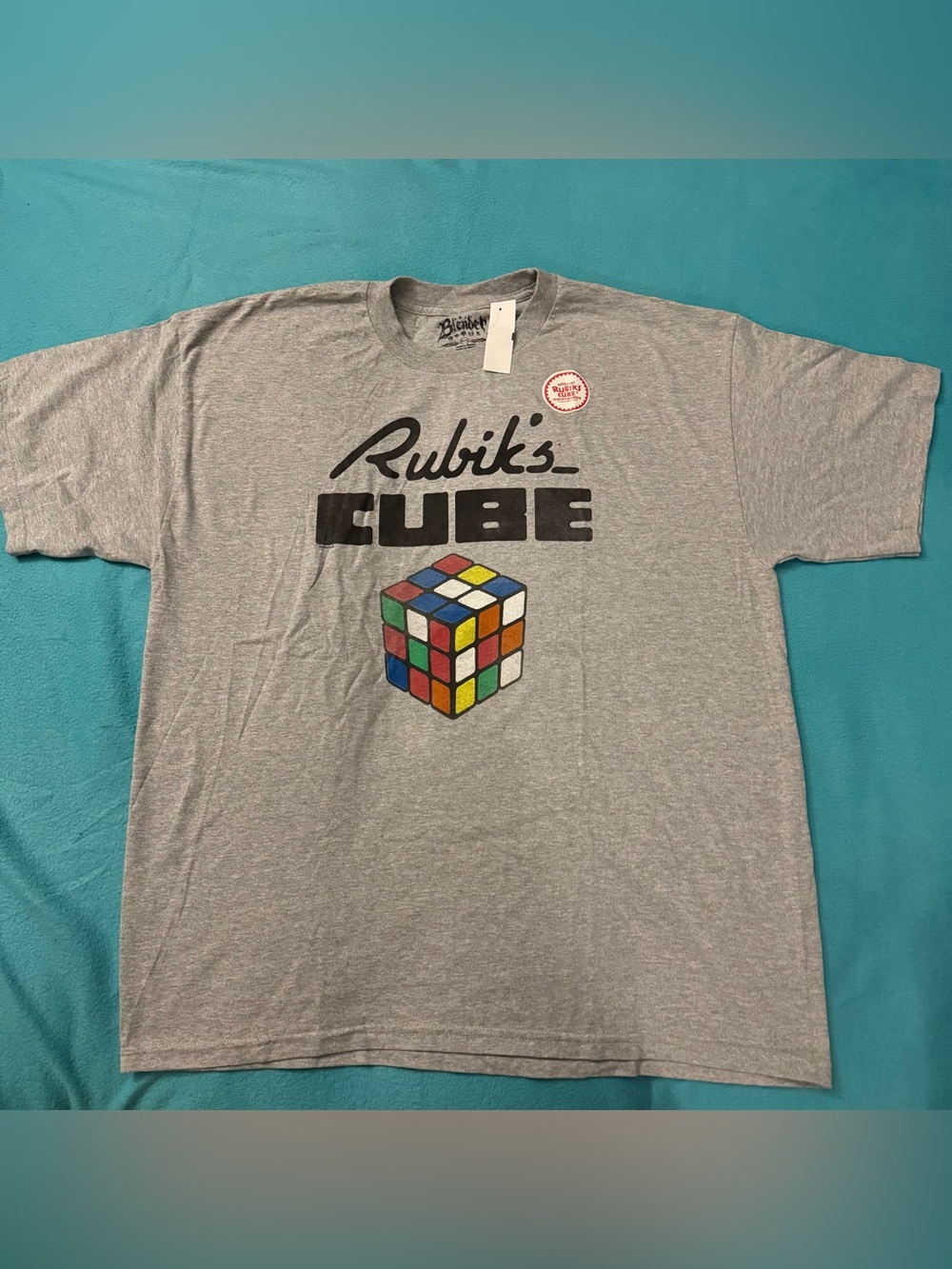 Gray Short Sleeve Graphic Tee - Iconic Rubik’s Cube Design